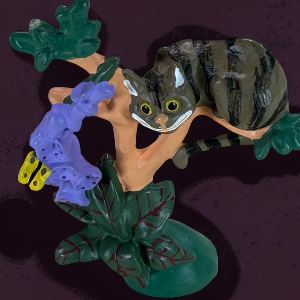 Vintage 1990 Hamilton Gifts Disney Cheshire Cat Figurine Tree Branch Alice